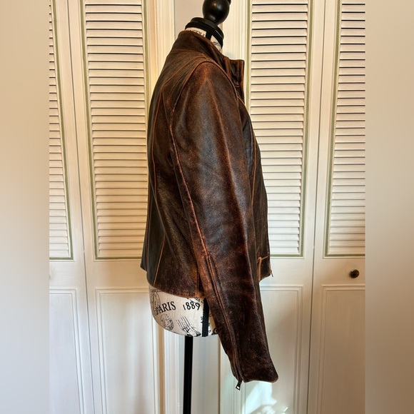 Macy’s Leather Moto style coat - Picture 2 of 8